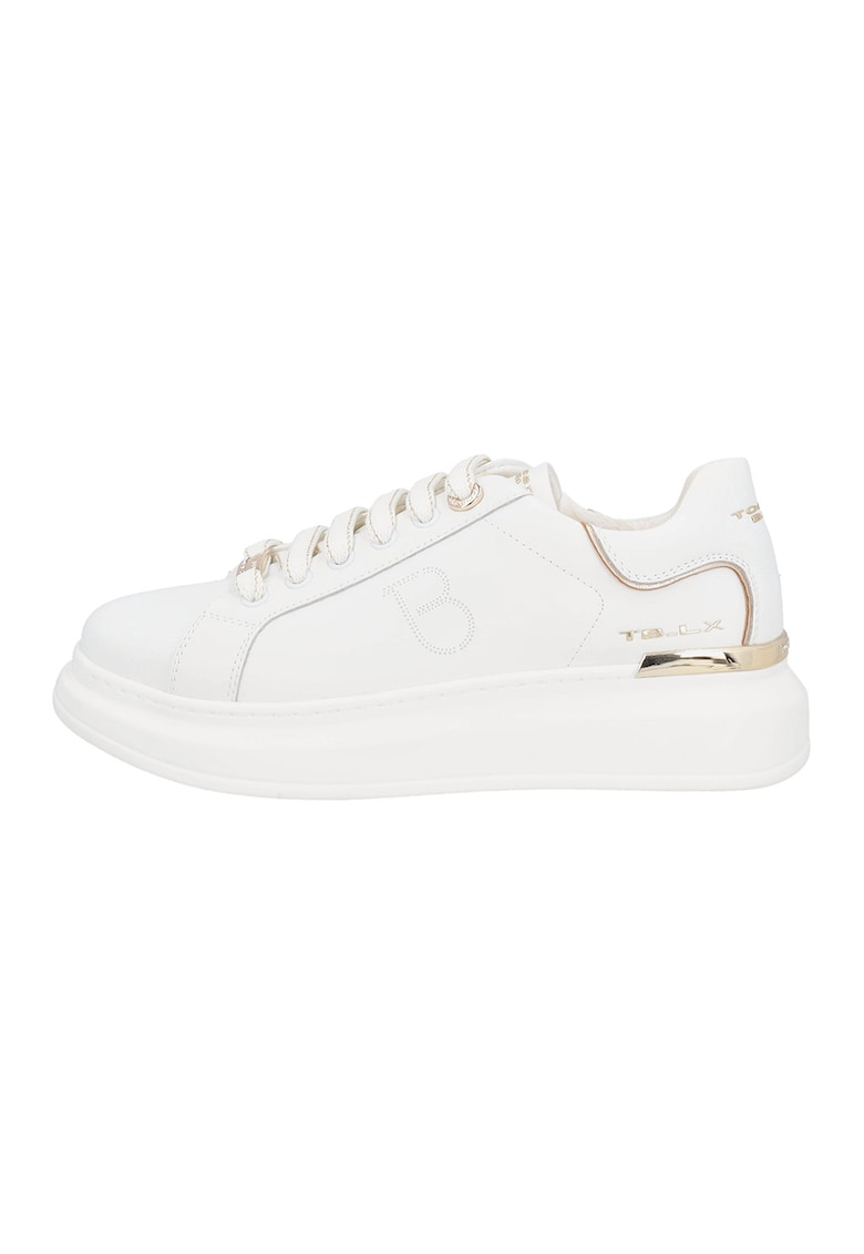 Pantofi sport din piele si piele ecologica - Alb