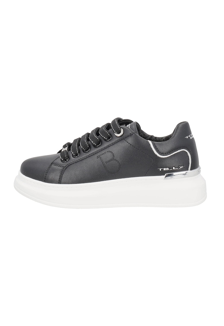 Pantofi sport din piele si piele ecologica - Negru