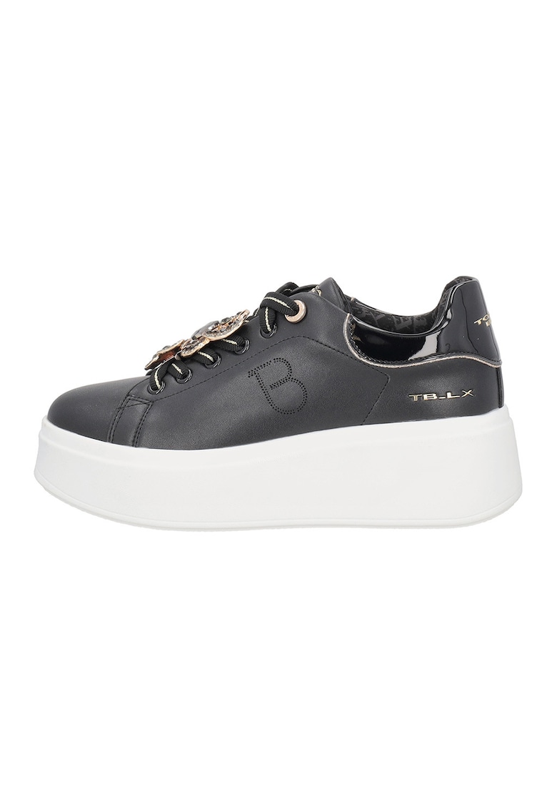 Pantofi sport din piele si piele ecologica - Negru