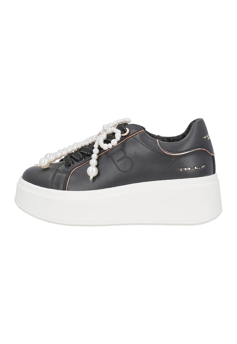Pantofi sport din piele si piele ecologica - Negru