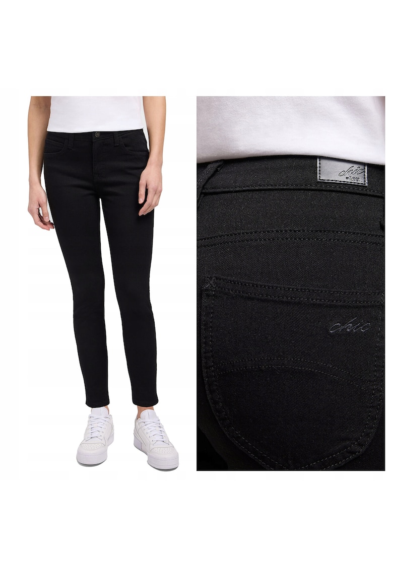 Pantaloni De Dama - High Rise Skinny - Skinny Fit - Cu Fermoar - 5 Buzunare - Lungi - Bumbac - Negru - Negru