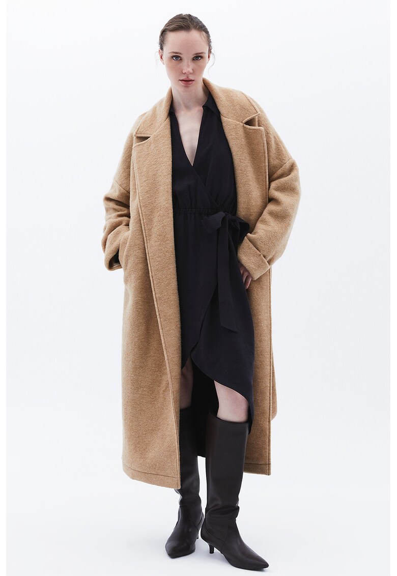 Rochie-camasa din amestec de modal cu decolteu in V - Negru