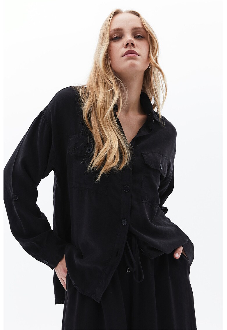 Camasa lejera din lyocell - Negru