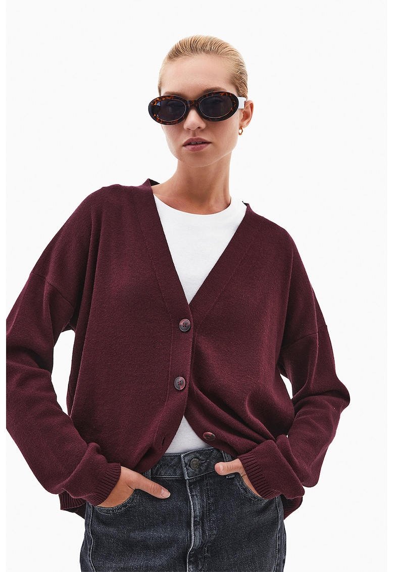 Cardigan lejer cu maneci cazute - Maro cognac