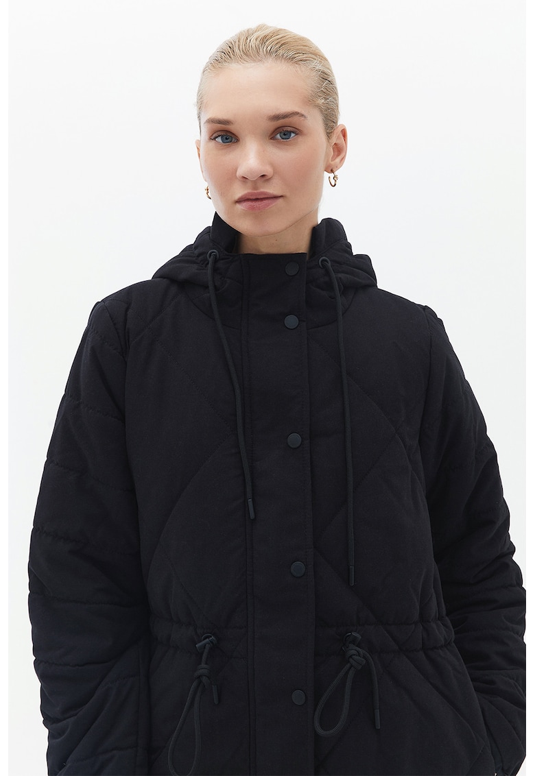 Geaca parka cu aspect matlasat - Negru