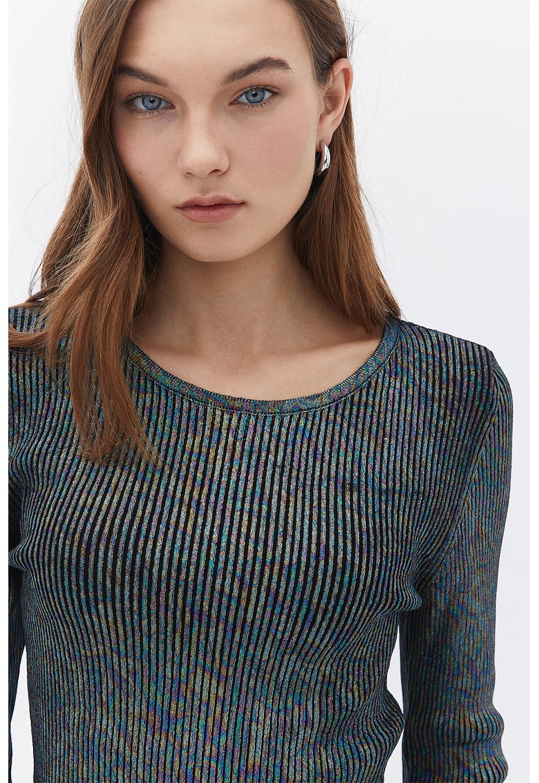 Pulover crop din amestec de bumbac - Multicolor