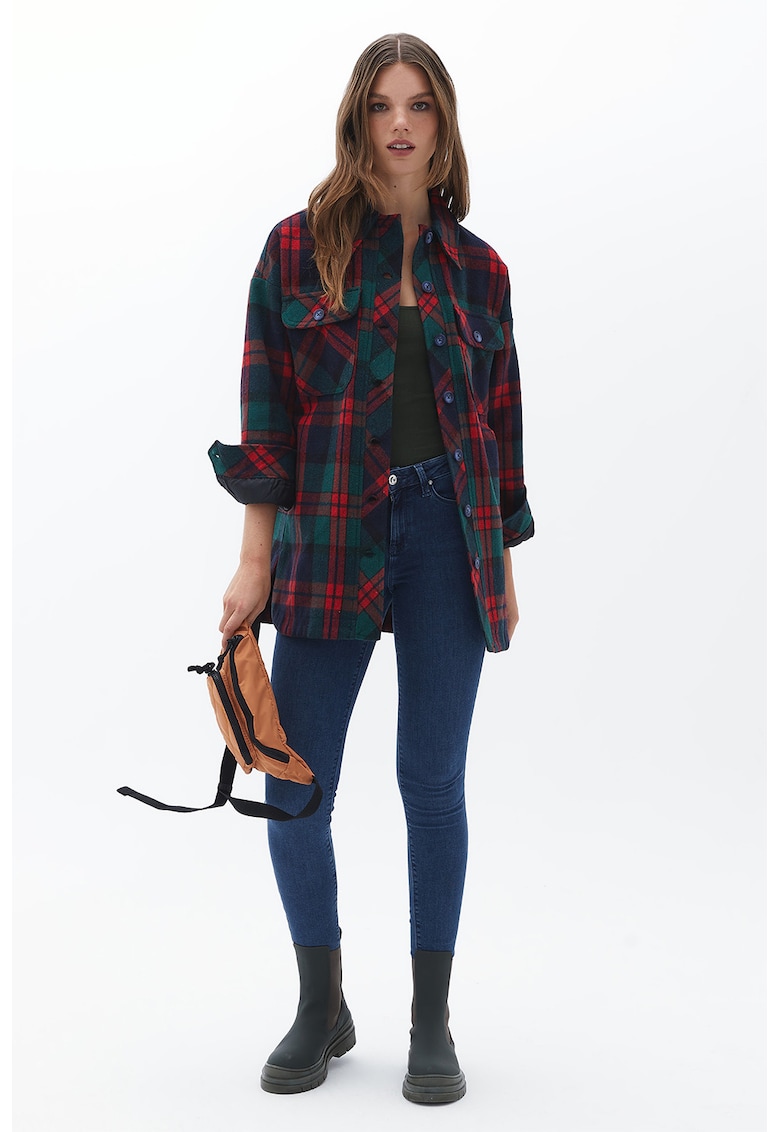 Top striat cu bretele inguste - Kaki inchis