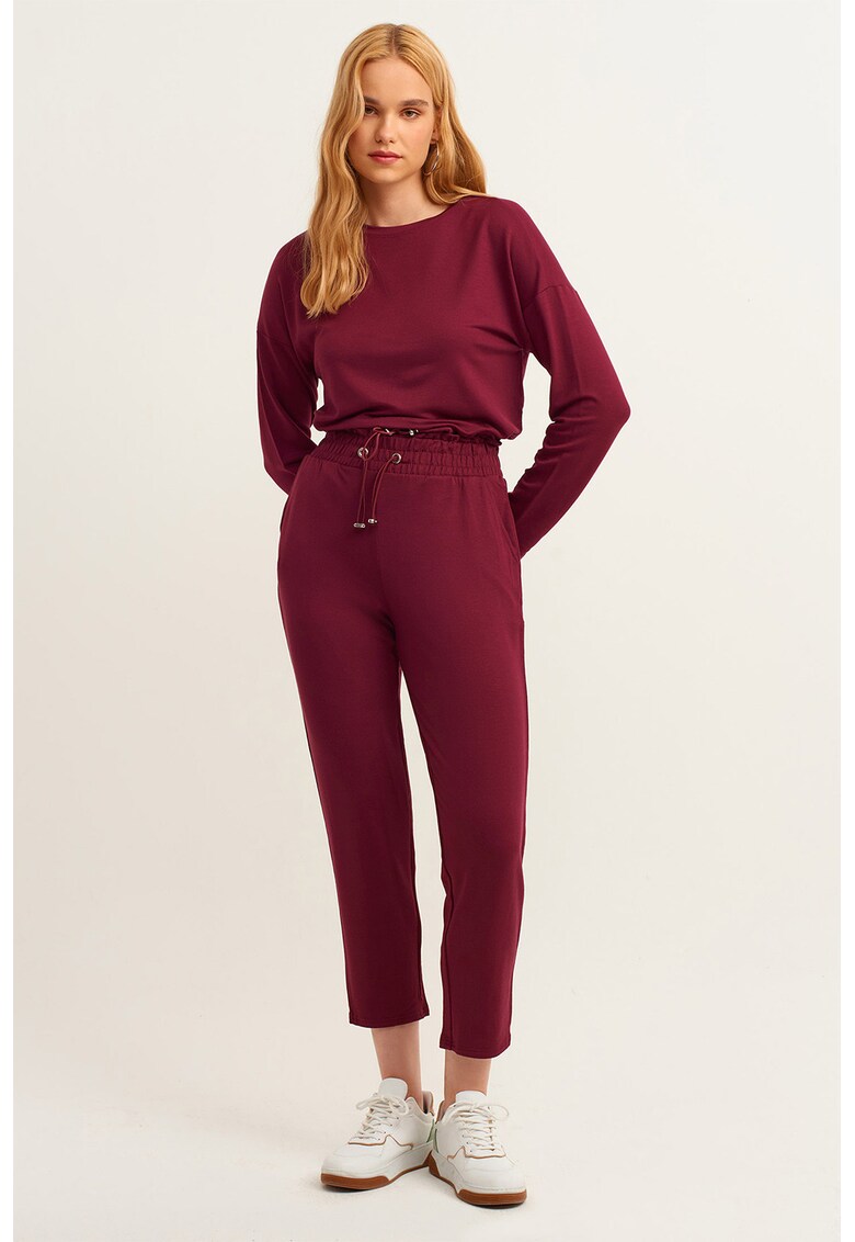 Bluza cu terminatie cu snur - Visiniu