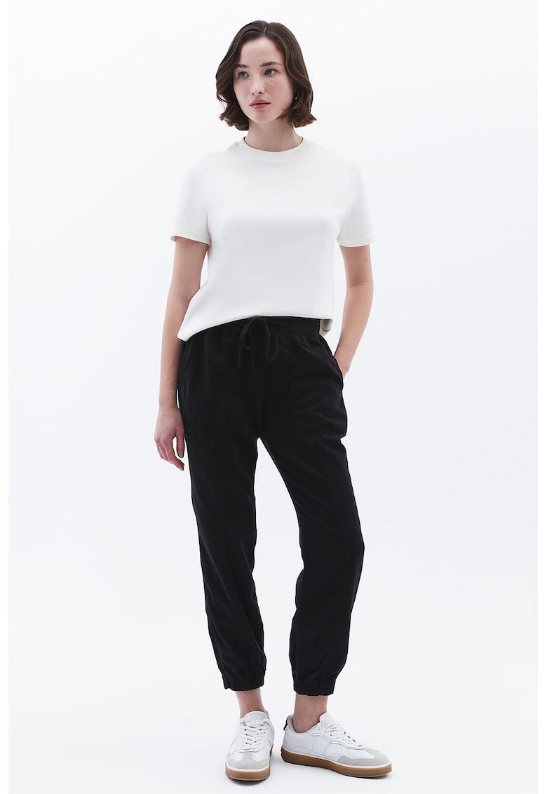 Pantaloni jogger din amestec de lyocell - Negru