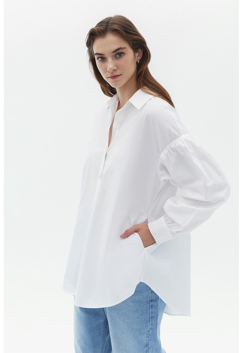 Camasa lejera cu maneci bufante - Alb optic