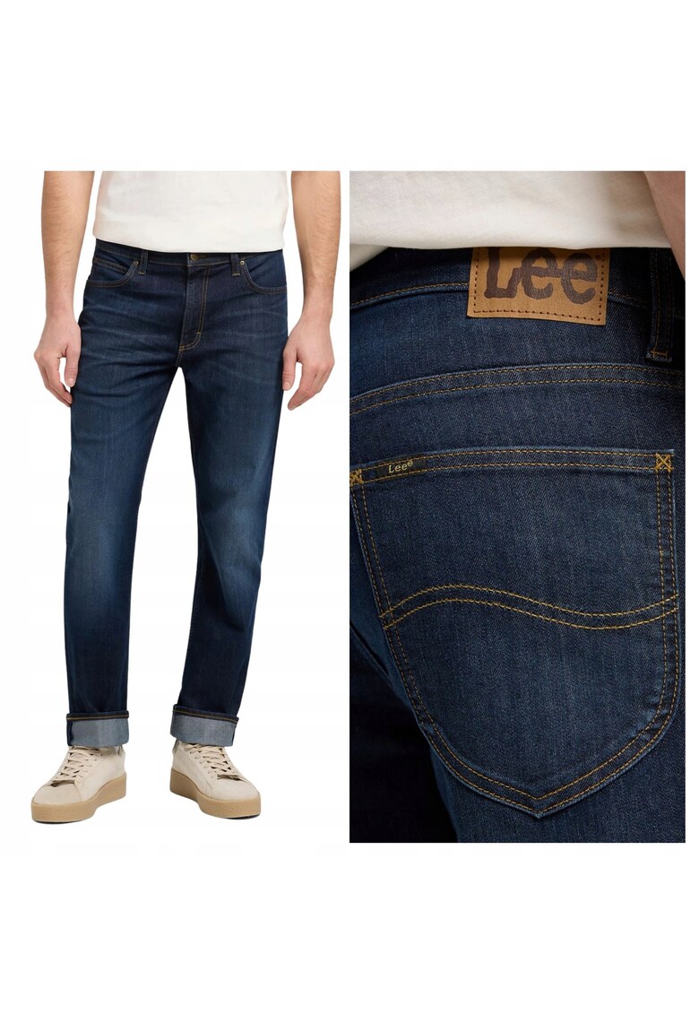 Blugi Barbati - West Strong - Straight Fit - Talie Medie - 5 Buzunare - Fermoar - Lungi - Bumbac - W31-L32 US - Albastru