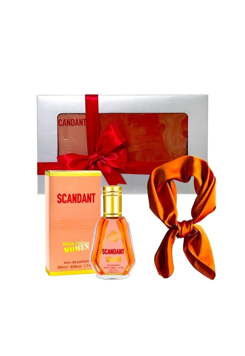 Set Elysa – Parfum Scandant Belle Celine Women 50ml - Esarfa satinata portocalie