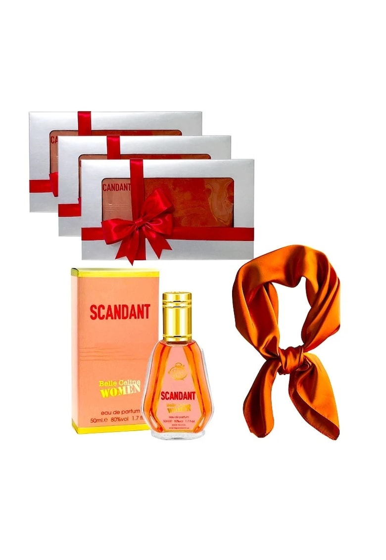 3 x Set Elysa – Parfum Scandant Belle Celine Women 50ml - Esarfa satinata portocalie