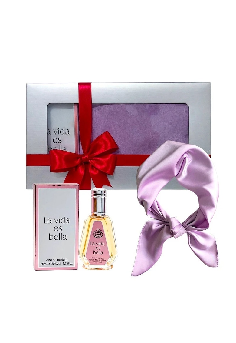Set Elysa – Parfum La Vida es Bella 50ml - Esarfa satinata lila