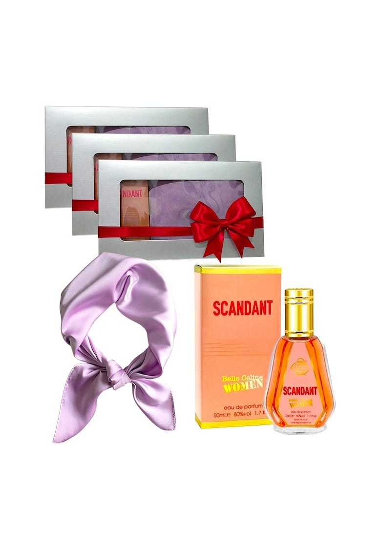 3 x Set Elysa – Parfum Scandant Belle Celine Women 50ml - Esarfa satinata lila