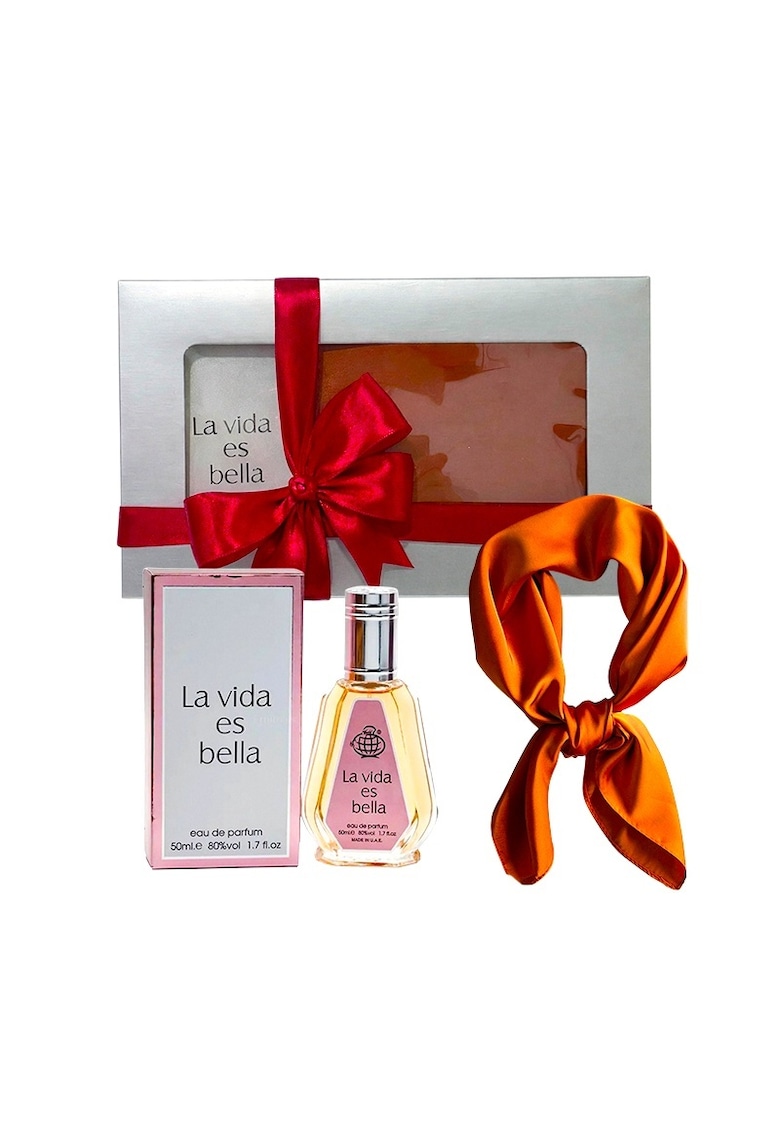 Set Elysa – Parfum La Vida es Bella 50ml - Esarfa satinata portocalie