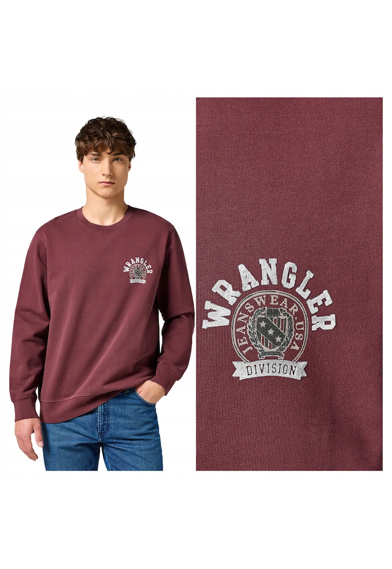 Hanorac Barbati - Crewneck Regular Fit - Decolteu Rotund - Fara Buzunare - Maneci Lungi - Bumbac - Fara Inchidere - Rosu