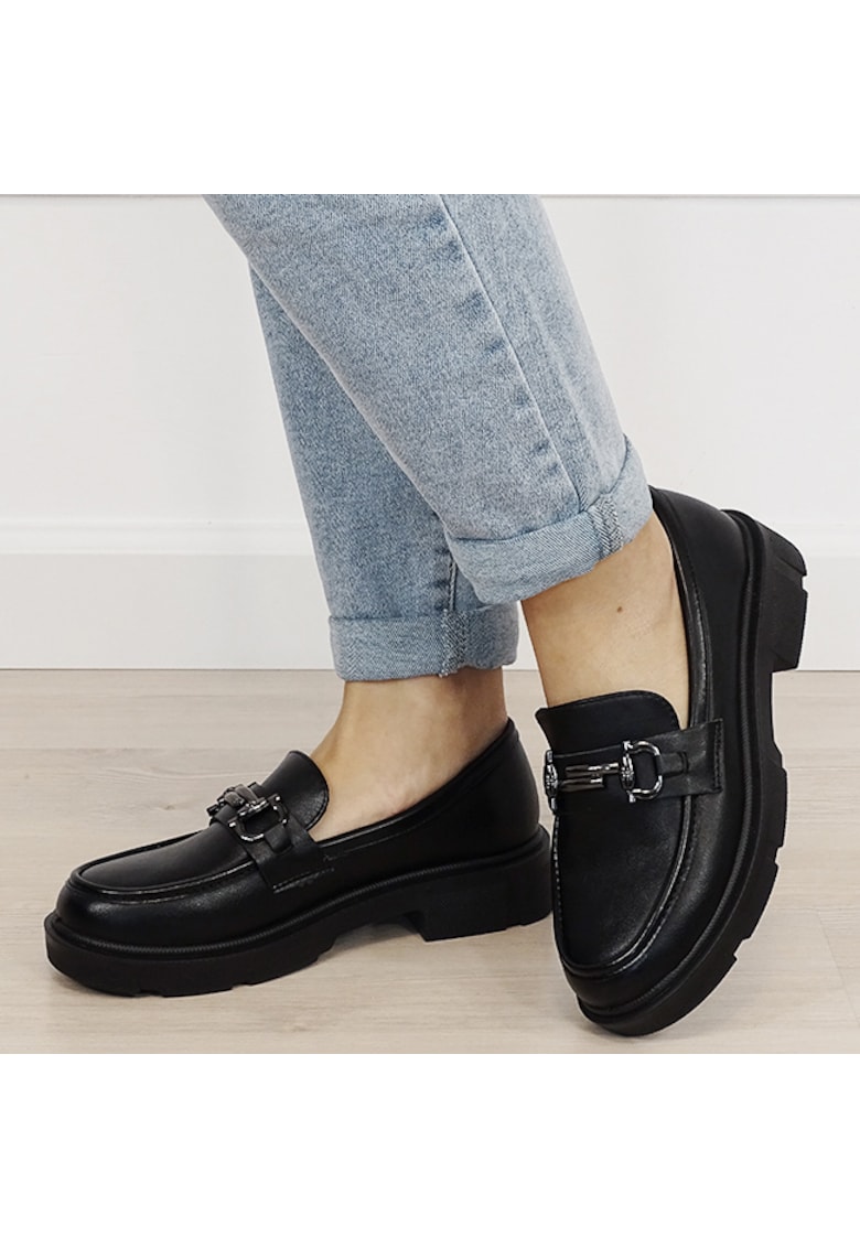 Mocasini negri de tip loafers DYH9893 01 19358 - Negru