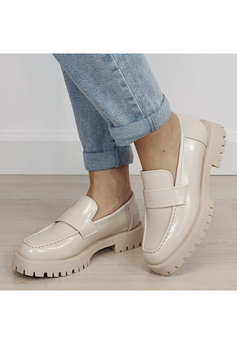 Mocasini bej lacuiti de tip loafers DMLM8302 01 19346 - Bej