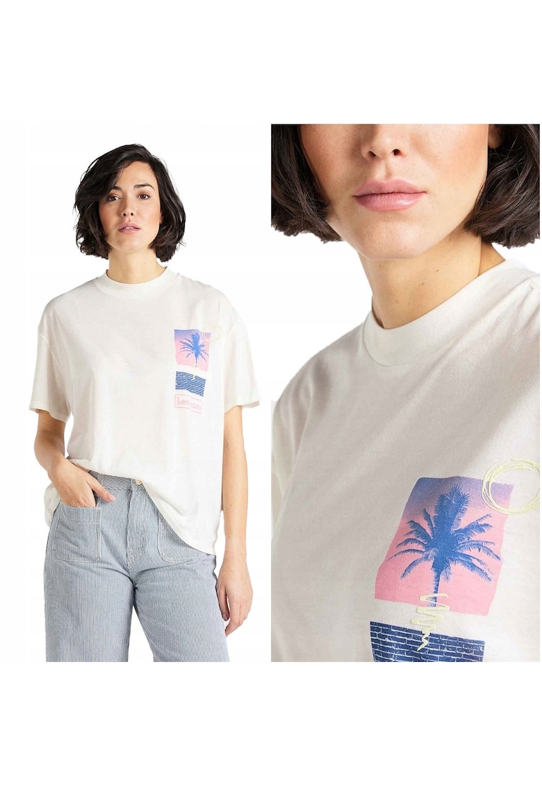 Tricou Dama - Oversized Tee - Regular Fit - Maneci Scurti - Design Clasic - Cu Grafica - Bumbac - Marime S - Alb