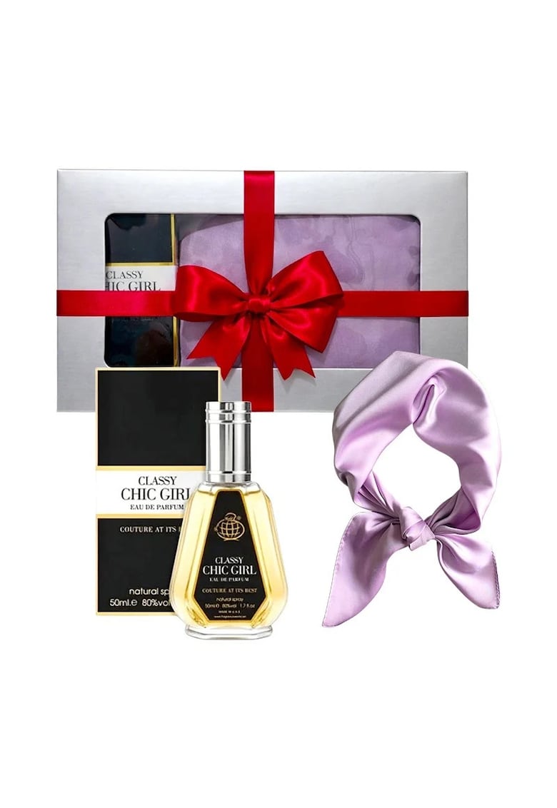 Set Elysa – Apa de Parfum Classy Chic Girl 50ml - Esarfa satinata lila