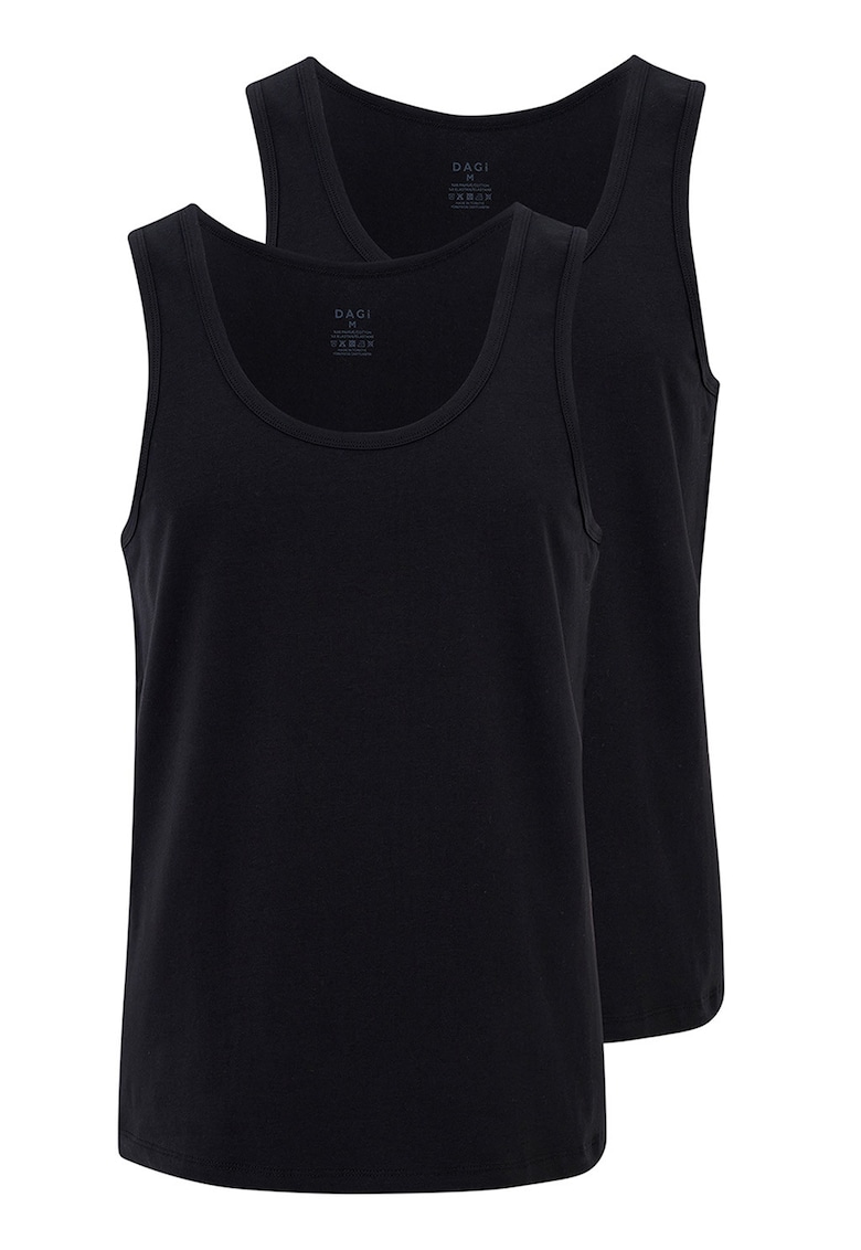Set de top-uri cu decolteu rotund - 2 piese - Negru