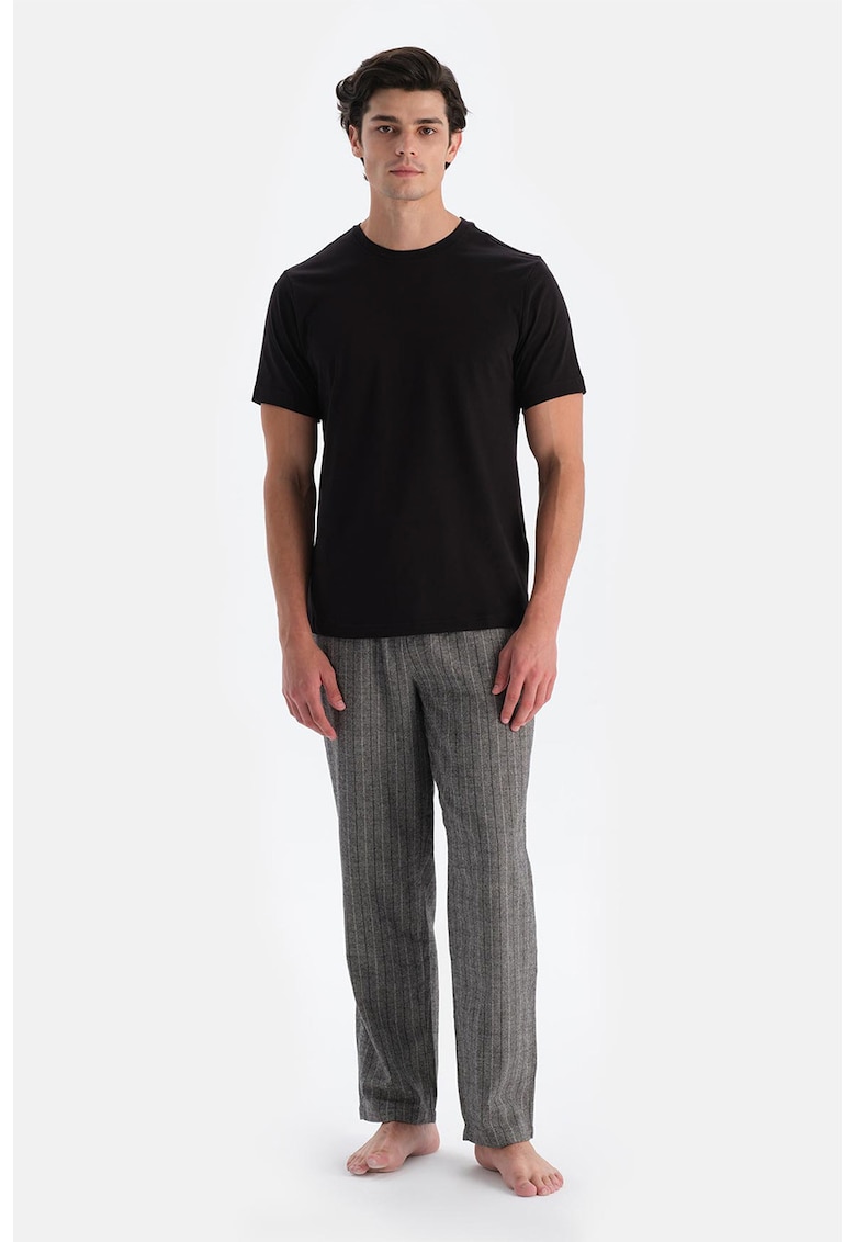 Pantaloni de pijama cu model in dungi - Negru/Gri deschis