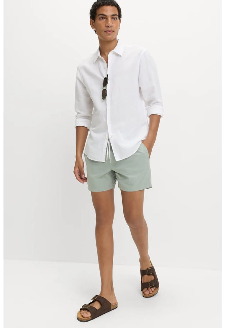 Pantaloni scurti de baie din material cu uscare rapida - Verde pal
