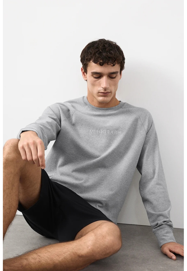 Bluza de trening de casa cu maneci raglan - Negru/Gri melange