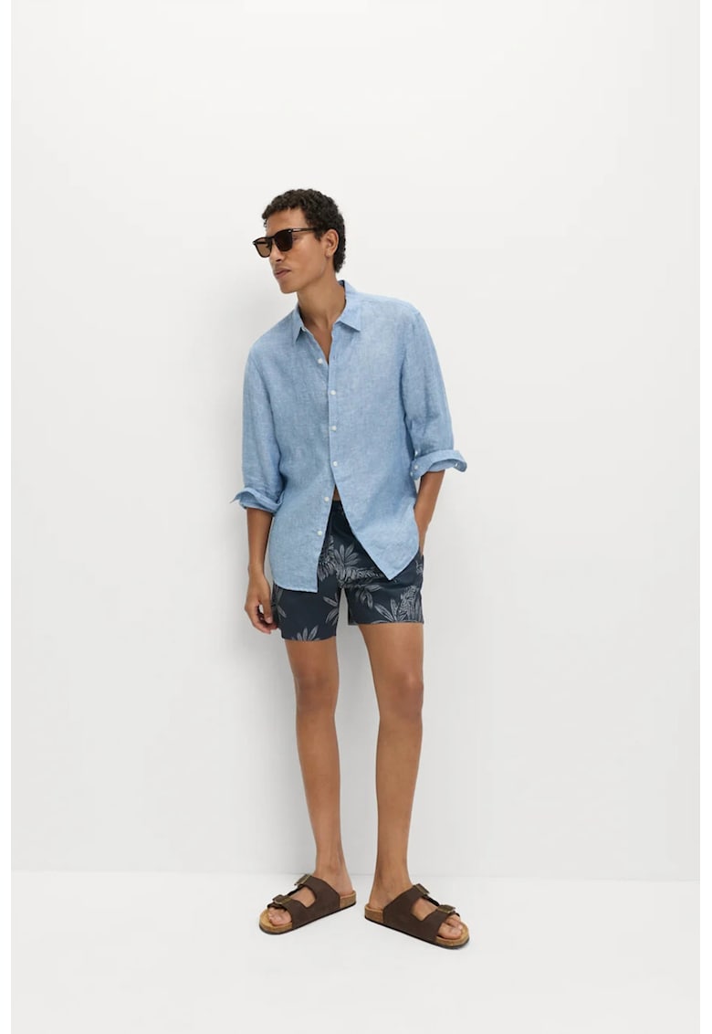 Pantaloni scurti de baie din material cu uscare rapida - Bleumarin