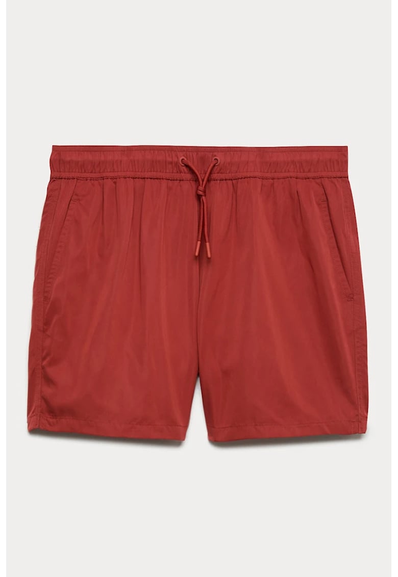 Pantaloni scurti de baie din material cu uscare rapida - Rosu inchis