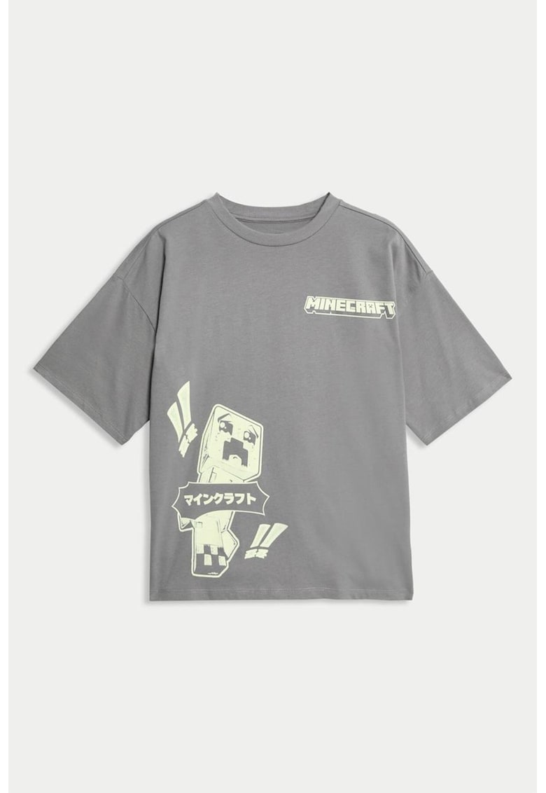 Tricou din bumbac cu imprimeu Minecraft - Gri melange
