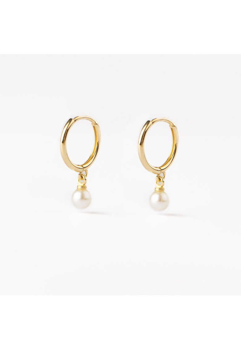 Cercei rotunzi din aur 585 - 14K - perle naturale 4 mm