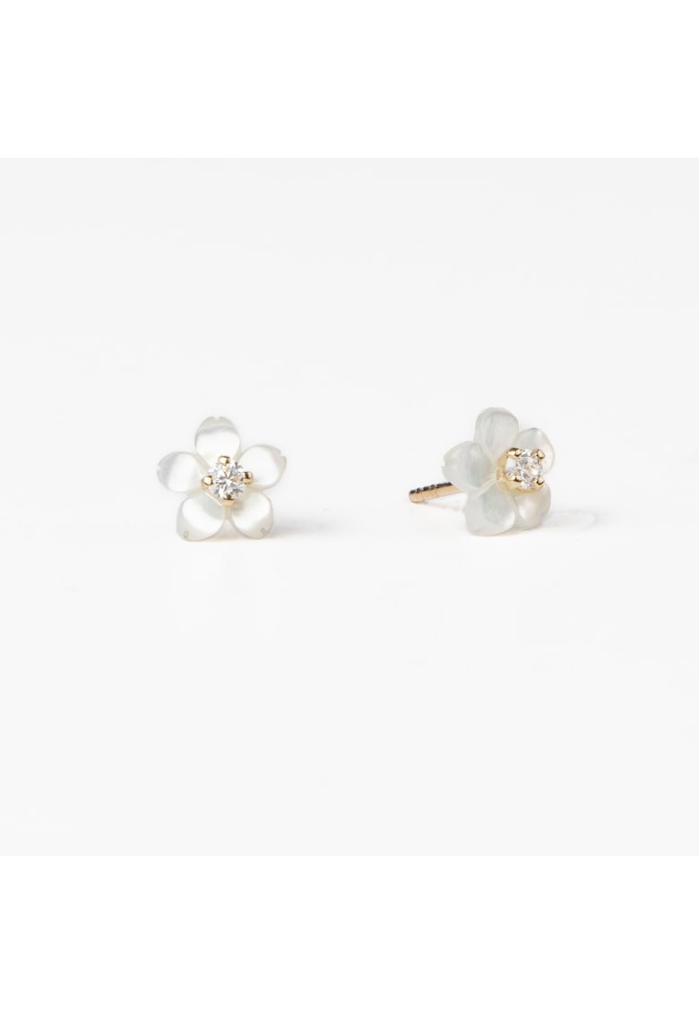 Cercei stud din aur 14K - floare de cireș - sidef natural - 6mm