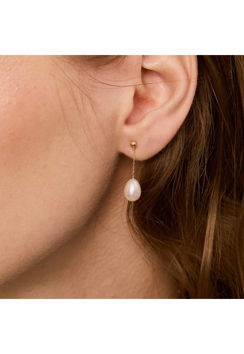 Cercei lungi din aur 585 - 14K - perle naturale 7 mm - Dana