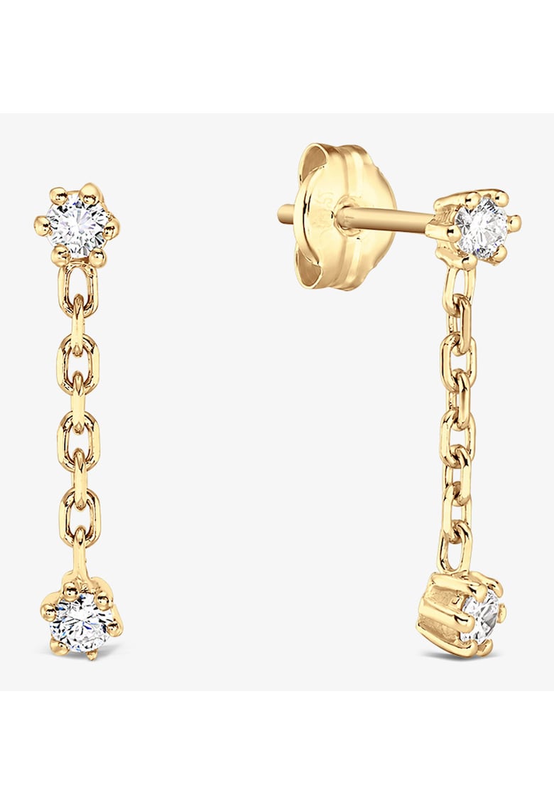 Cercei lungi din aur 14K - diamante naturale - 585 -