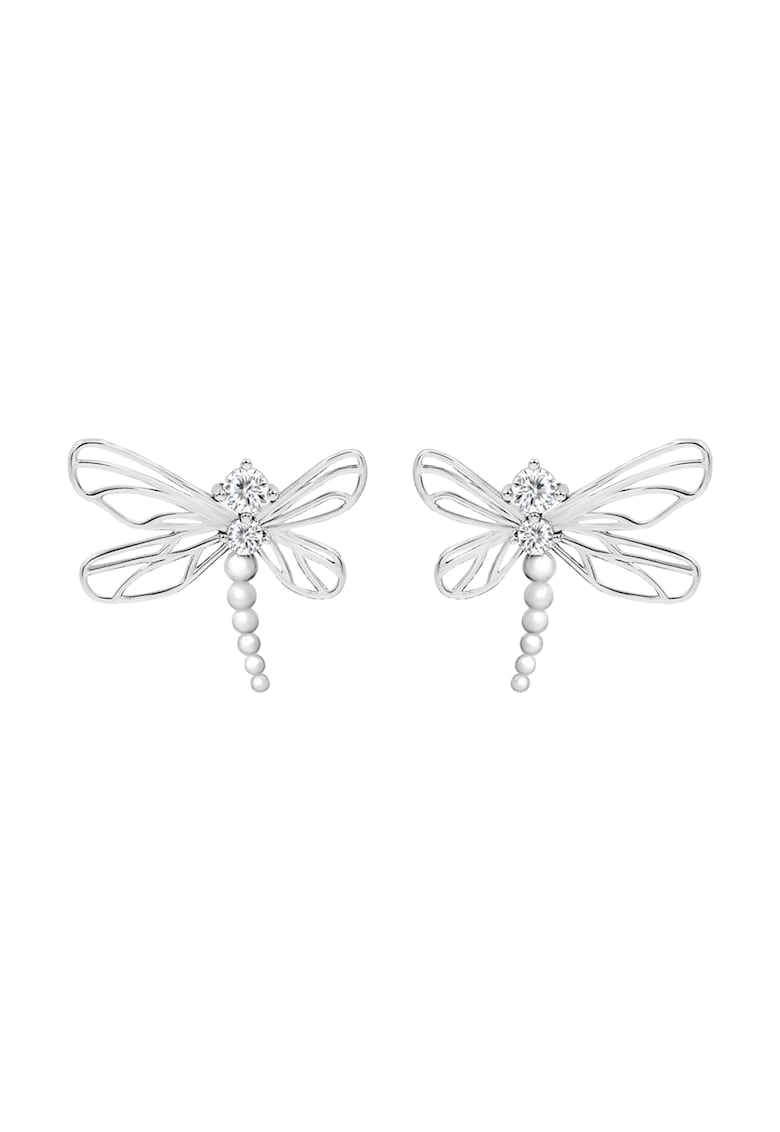 Cercei libelule cu zirconiu si placati cu argint 925