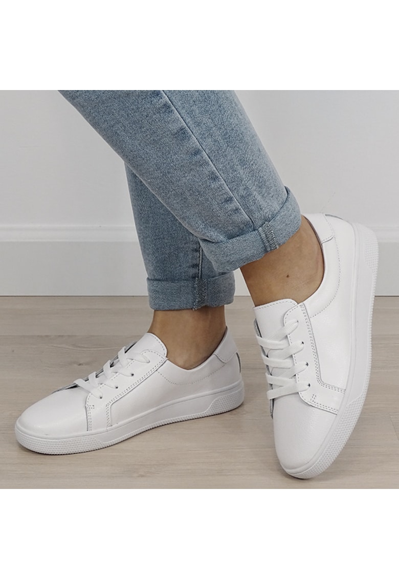 Sneakersi albi din piele naturala 5166 M4 19328 - Alb