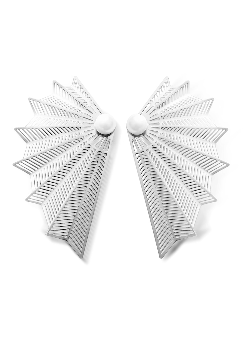 Cercei tip evantai placati cu argint si perla de apa dulce