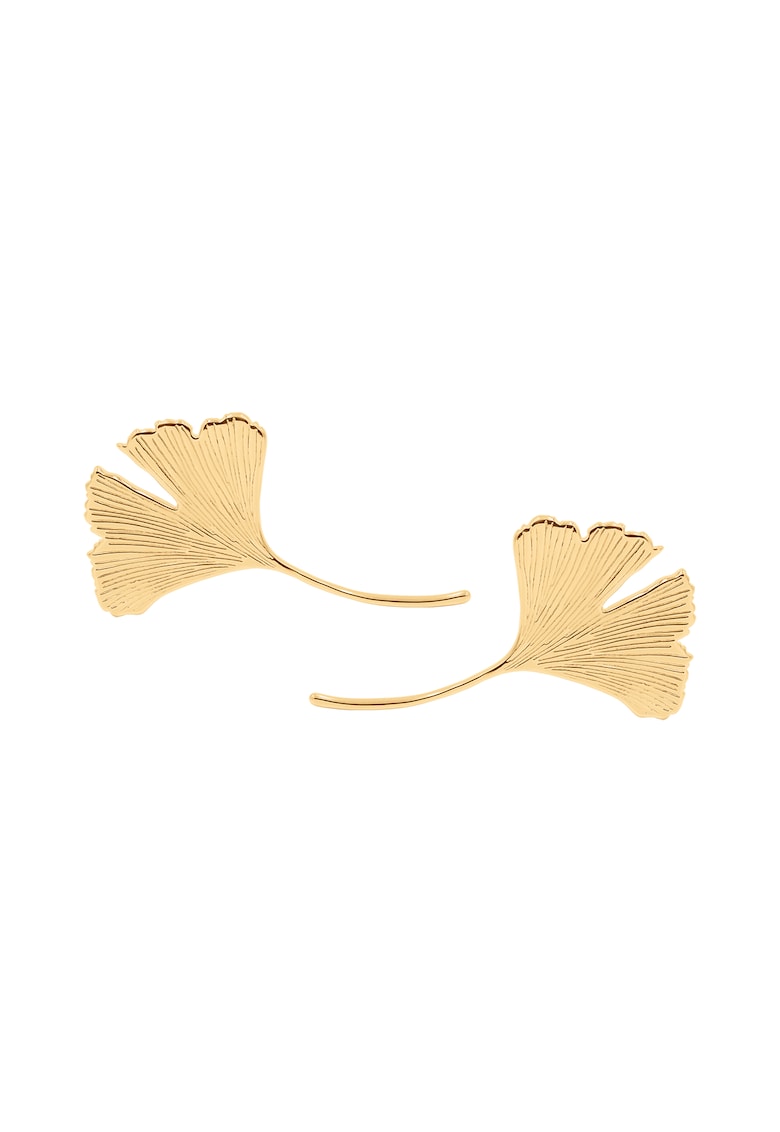Cercei Ginko 4 cm - placati cu aur de 18K