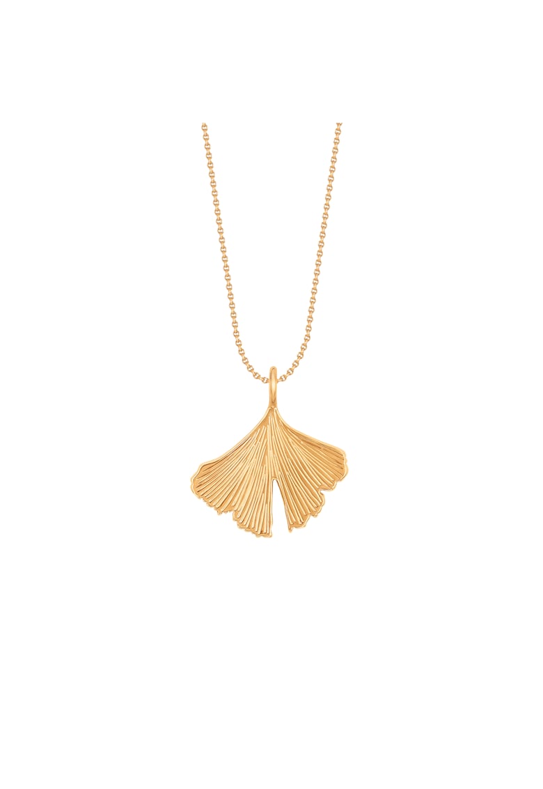 Colier placat cu aur de 18K cu pandantiv Ginko