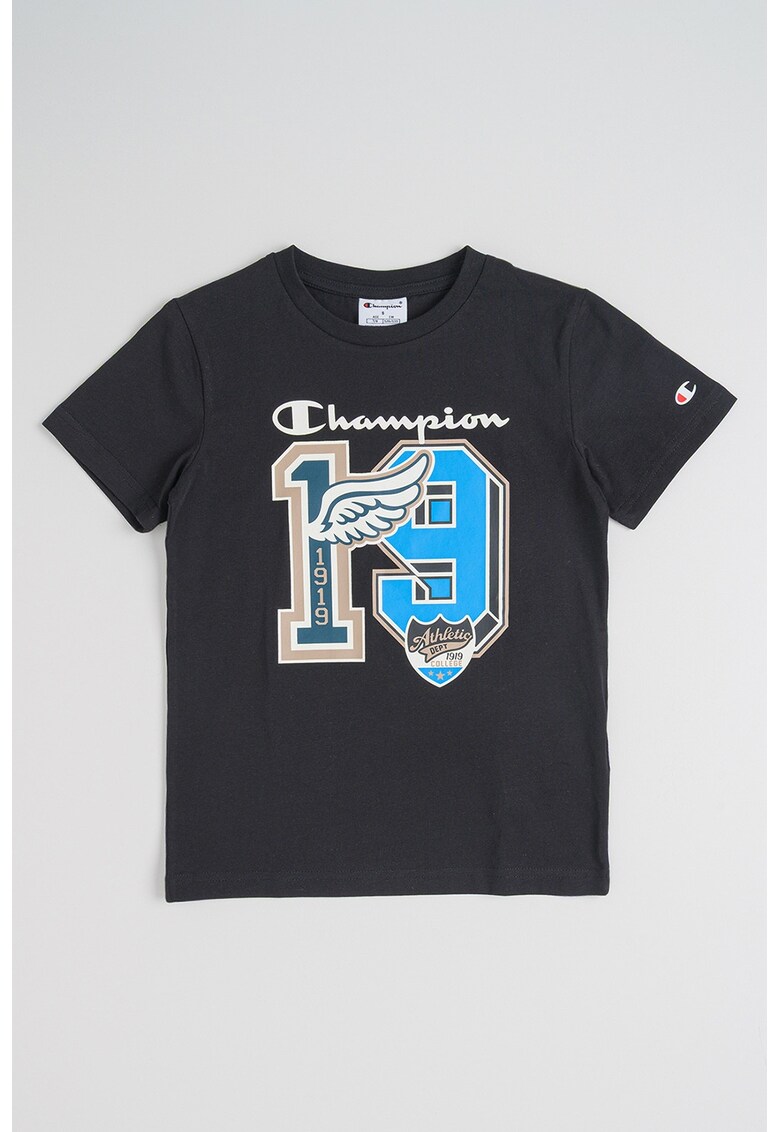 Tricou din bumbac cu imprimeu - Negru/Albastru neon