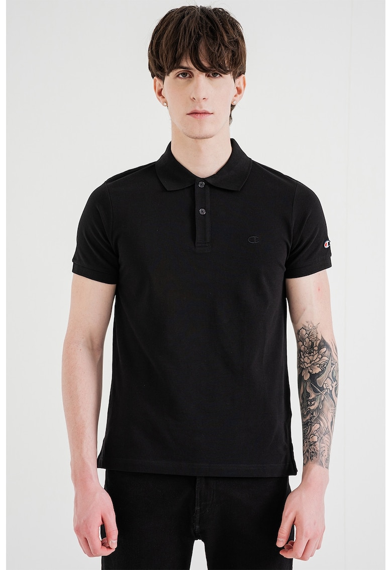 Tricou polo slim-fit cu logo - Negru