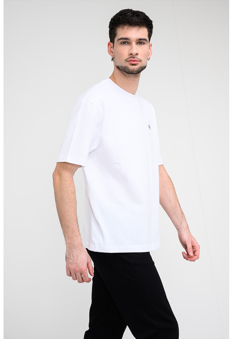 Tricou din bumbac cu aplicatie brodata - Alb