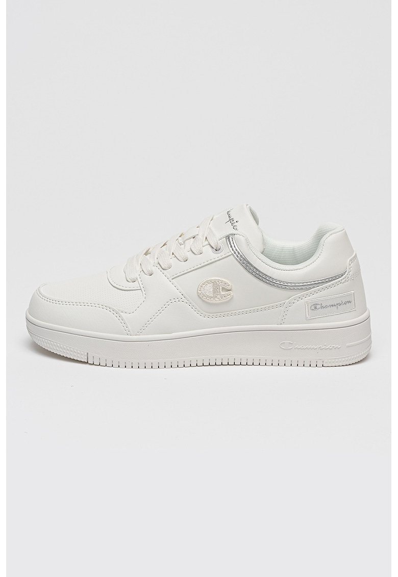 Pantofi sport NBC low-cut din piele ecologica - Alb/Argintiu