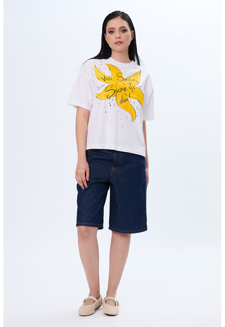 Tricou supradimensionat pictat manual Soare