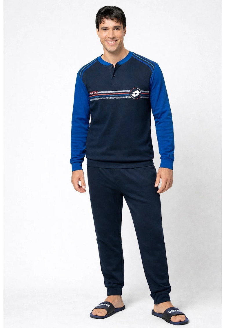 Pijama barbati LP2123 - set 2 piese - bumbac - Albastru