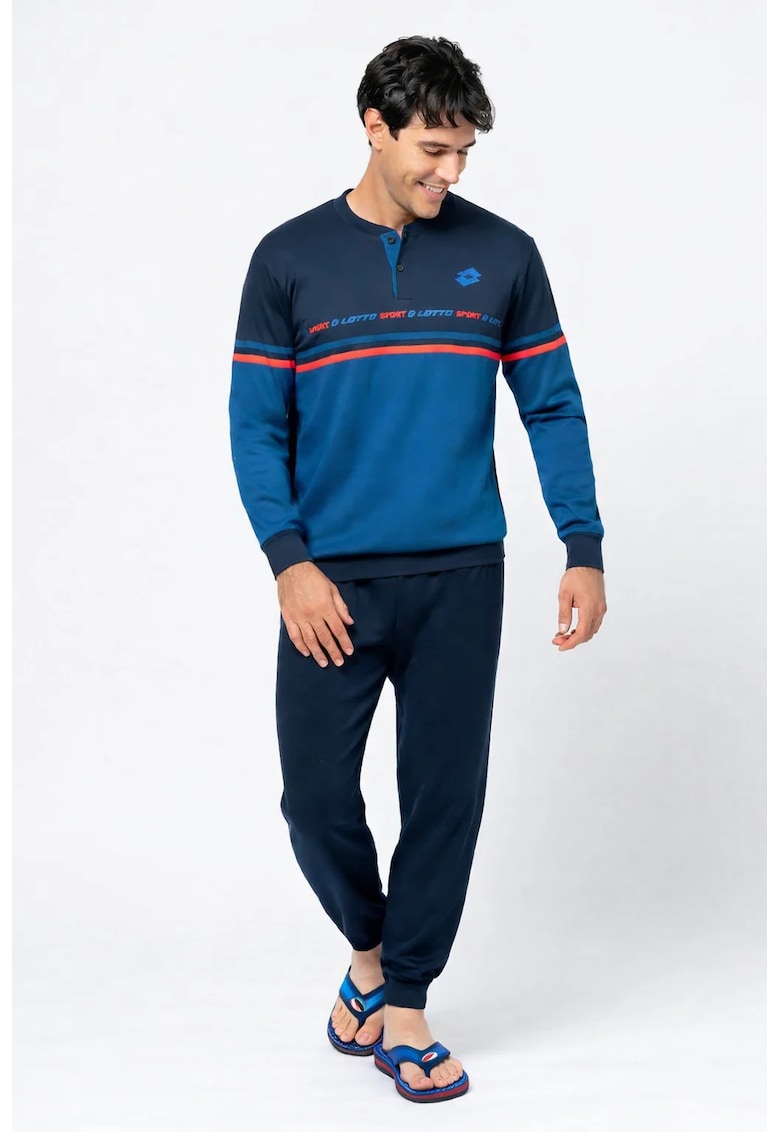 Pijama barbati LP2127 - set 2 piese - bumbac - Albastru