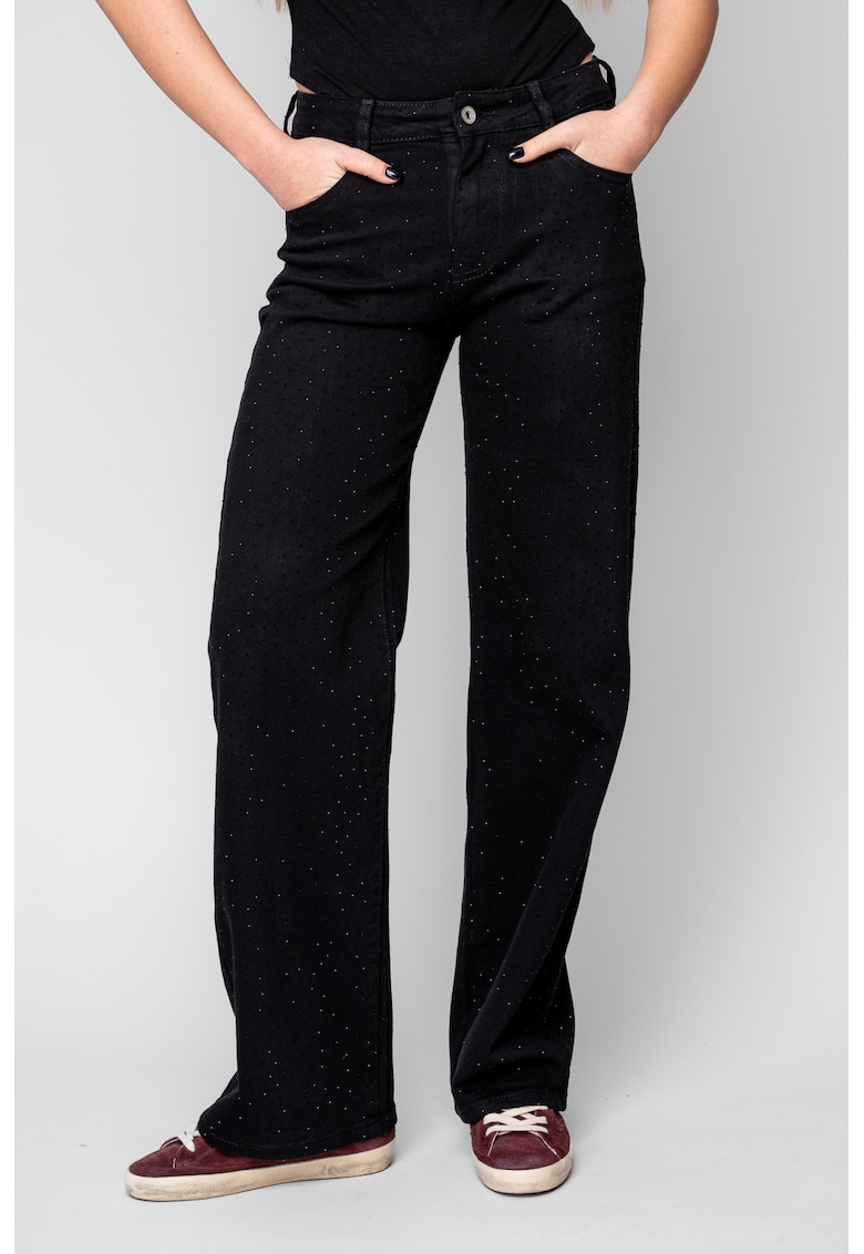Blugi elastici cu strasuri Black 20359 - Negru