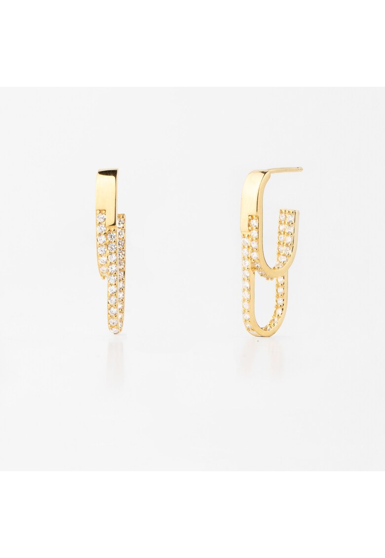 Cercei din argint 925 - placaj aur 14K - zirconiu -